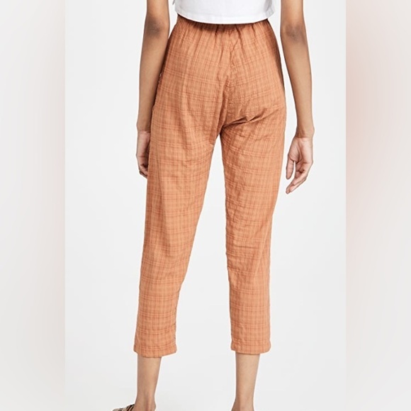 Eberjey Strata Plaid Solid Hudson Tie Waist Crop High Rise Pants Pecan - Picture 4 of 10